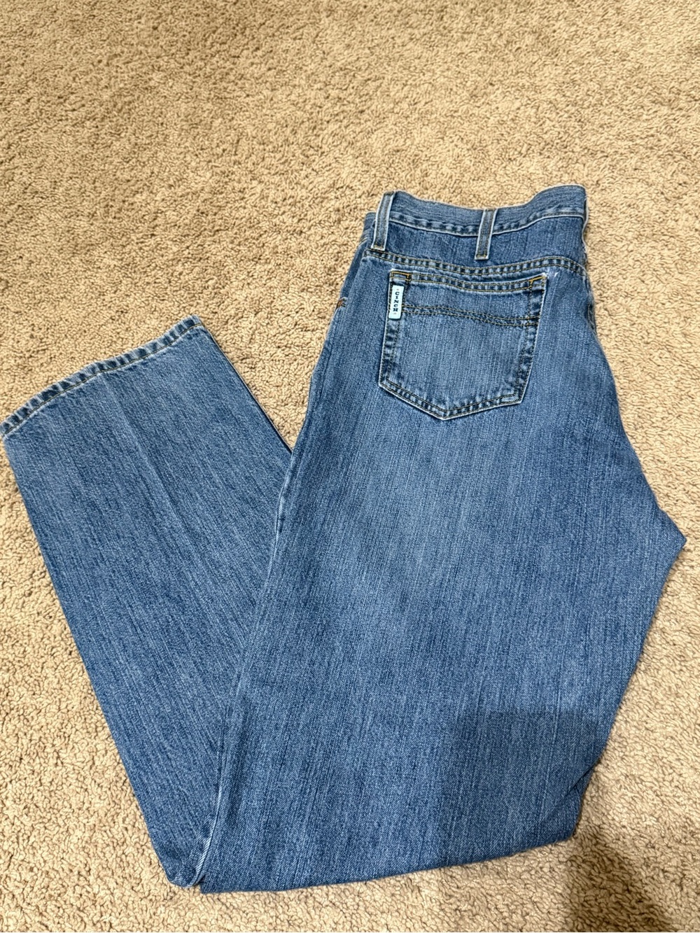 Cinch Denim Jeans in Distressed Blue with Copper Hardware